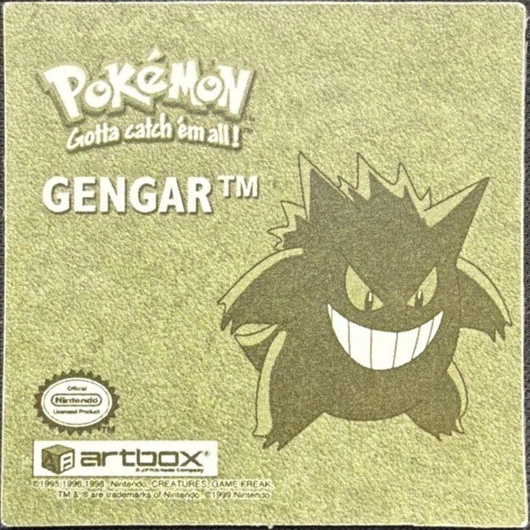 Gengar collectible #R02, Artbox (USA) Pokémon Artbox Series 1 Flipz (1999), back