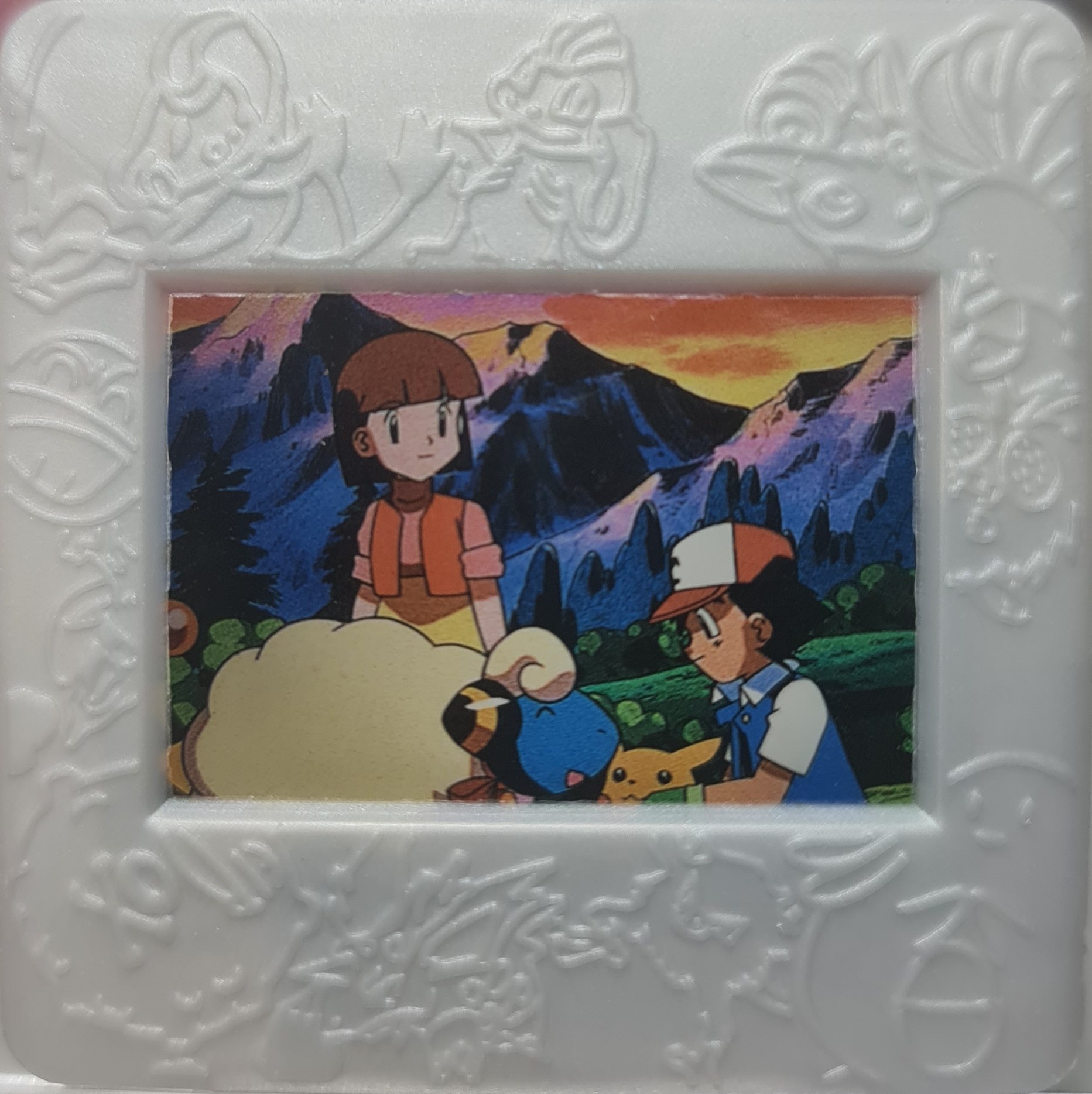 Ash / Pikachu / Mareep collectible #Silver, Pokemon Meiji Picture Frames Checklist (2000), front