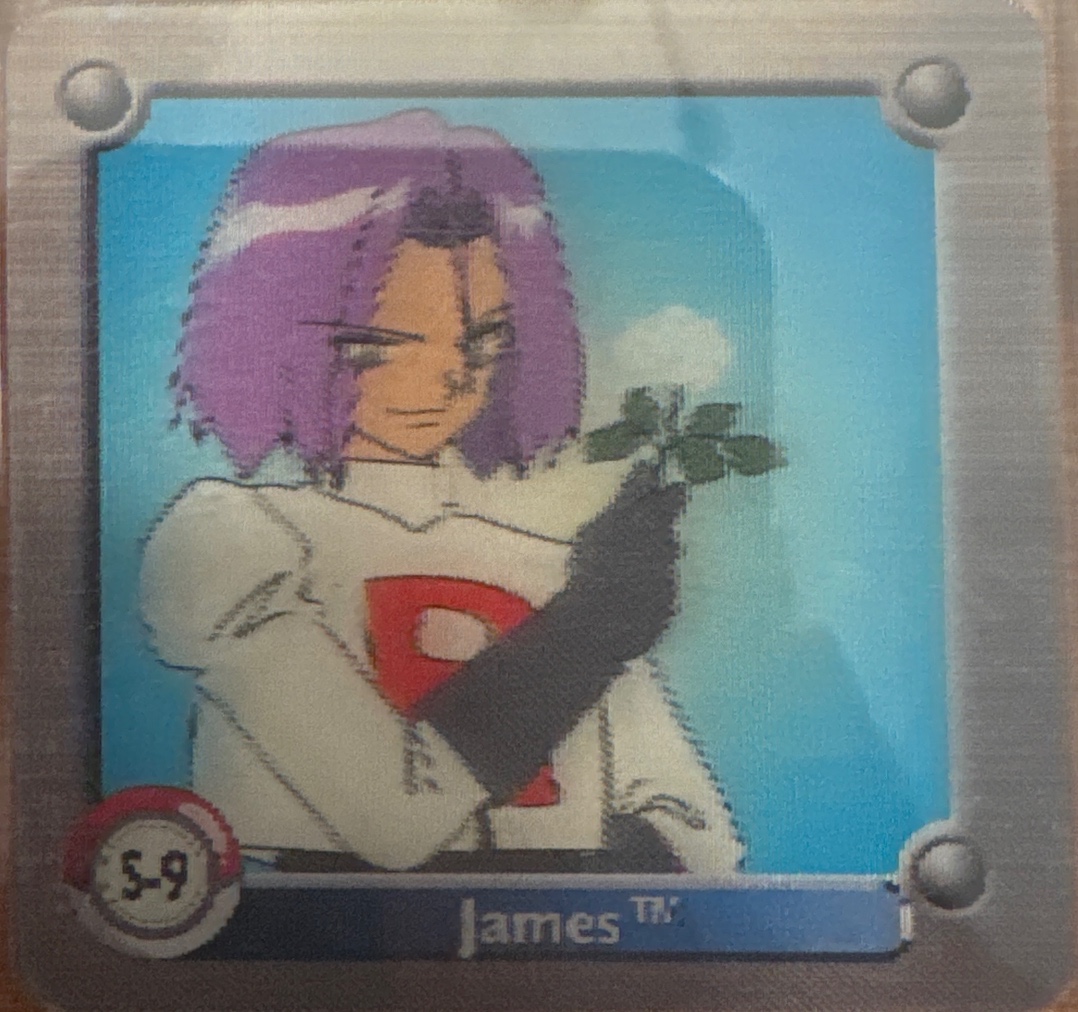 James collectible #S-9, Artbox (USA) Pokémon Artbox Series 1 Flipz (1999), front
