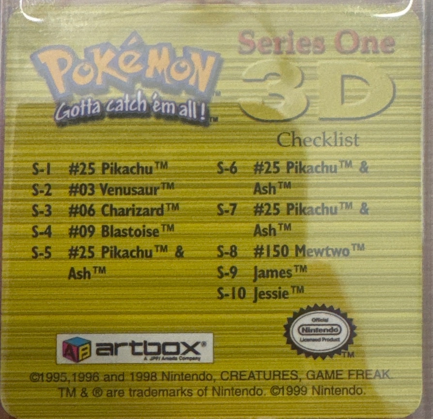 Jessie collectible #S-10, Artbox (USA) Pokémon Artbox Series 1 Flipz (1999), back