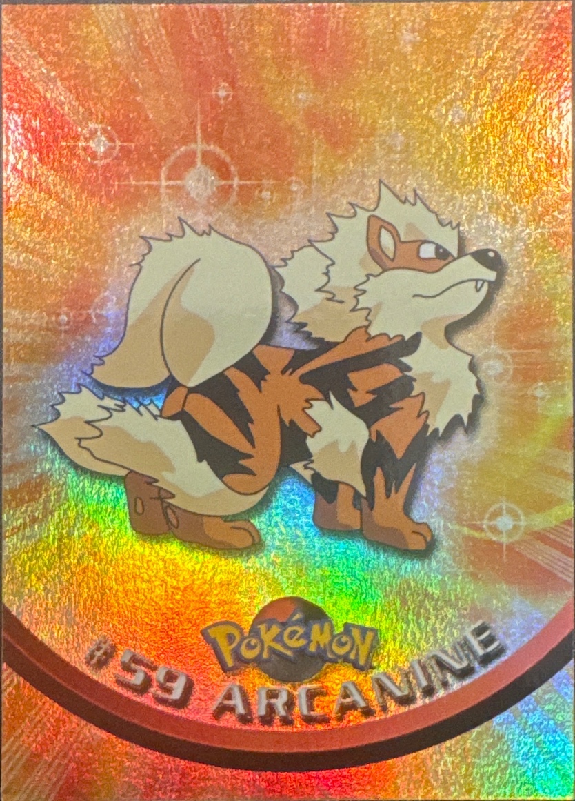 Arcanine card #59, Pokemon Topps Series 1 (1999), front